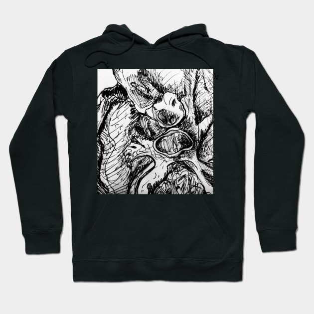 Lung Drawing Textile Patter Pen and Ink Hoodie by emadamsinc